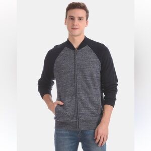 Gap Men’s Blue High Mock Neck Cotton Full Zip Preppie Collegiate Sweater Med.